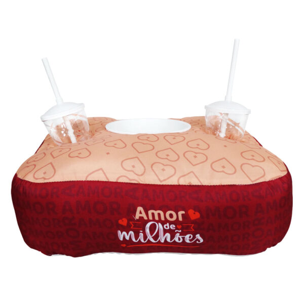 Kit Cinema Almofada Porta Pipoca e Bebidas Coleção Amor de Milhões Sevensexshop