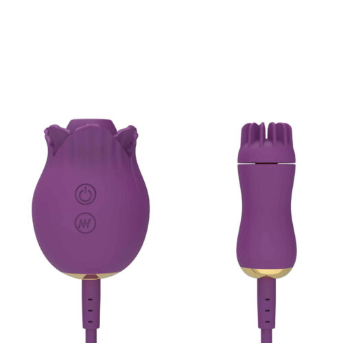 KKG1011-Roxo_1 Vibrador em Formato de Rosa com Vai e Vem, Pulsação e 10 Modos de Vibração Our Moment Import