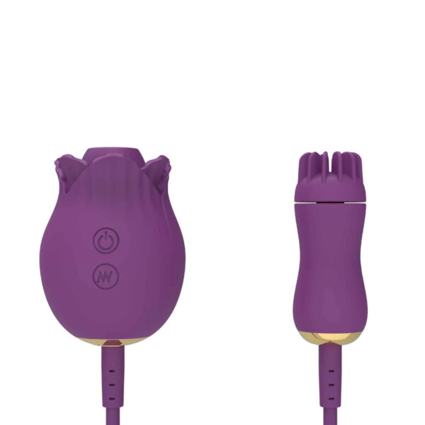 KKG1011-Roxo_1 Vibrador em Formato de Rosa com Vai e Vem, Pulsação e 10 Modos de Vibração Our Moment Import