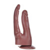 KT248-Chocolate_2 Pênis Realístico Duplo Com Ventosa 18cm e 17 cm Soft Line K import