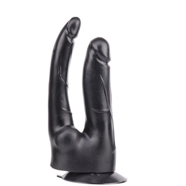 KT248-Preto_2 Pênis Realístico Duplo Com Ventosa 18cm e 17 cm Soft Line K import