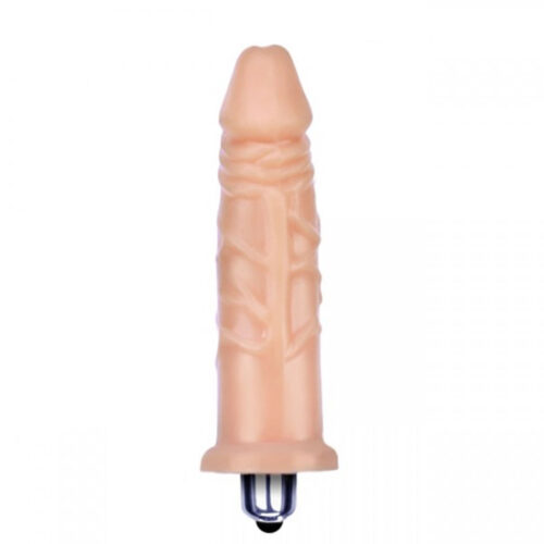 KT314-Bege_1 Mini Prótese com Vibrador Interno macio e flexível com veias salientes 12 cm x 3 cm