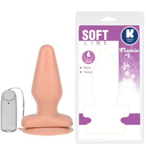 KT3462-Bege_1 Plug Anal Com Vibro e Ventosa 15,5 cm Soft Line K import