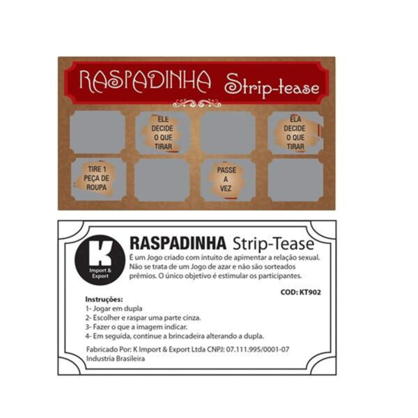 KT902_1 Raspadinha Strip-Tease Pack com 10 unidades K Import & Export