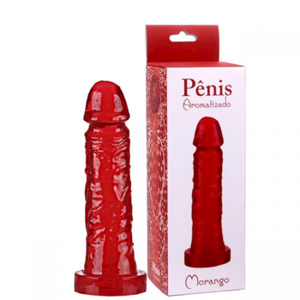 KTA107-Morango_1 Pênis Maciço Aromatizado 17,5 X 3,8cm Ktoy