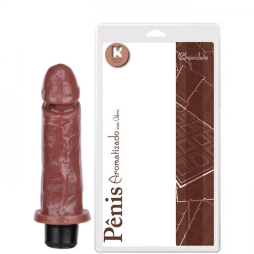 Prótese Aromatizado com Vibrador Interno 17 cm x 4 cm Macio e Flexível com Veias Salientes