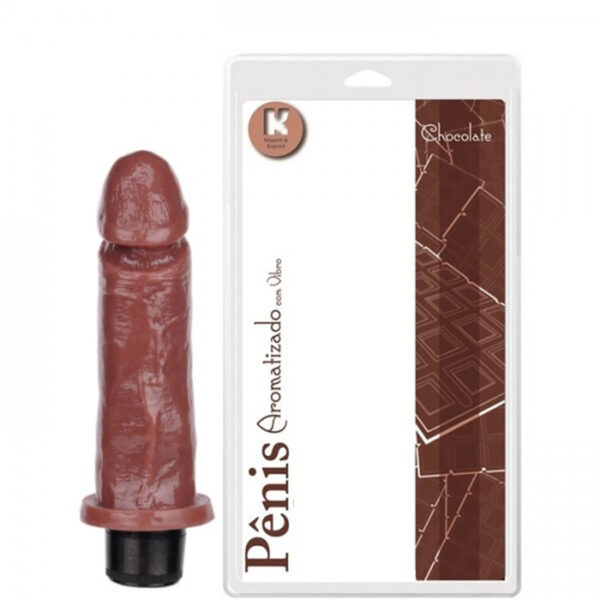 Prótese Aromatizado com Vibrador Interno 17 cm x 4 cm Macio e Flexível com Veias Salientes