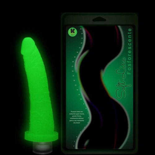 KTF329_1 Prótese com Vibrador Interno Fosforescente 18 cm x 3,5 cm