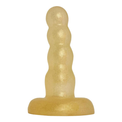 KGel Soft Line Plug Anal Glitter Escalonado com 10 Vibrações 12,5 x 3cm Ouro Premium K Import e Expo