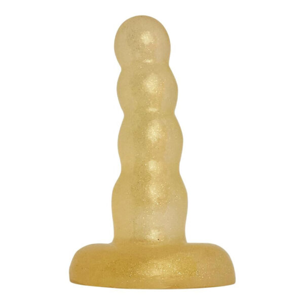 KGel Soft Line Plug Anal Glitter Escalonado com 10 Vibrações 12,5 x 3cm Ouro Premium K Import e Expo