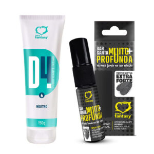 Kit Erótico com D4 Lubrificante Íntimo Garganta Muito Mais Profunda Sexy Fantasy