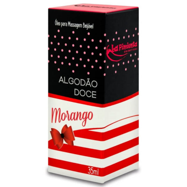 L042_3 Algodão Doce Óleo para Massagem Beijável de Morango Hot 35ml La Pimienta