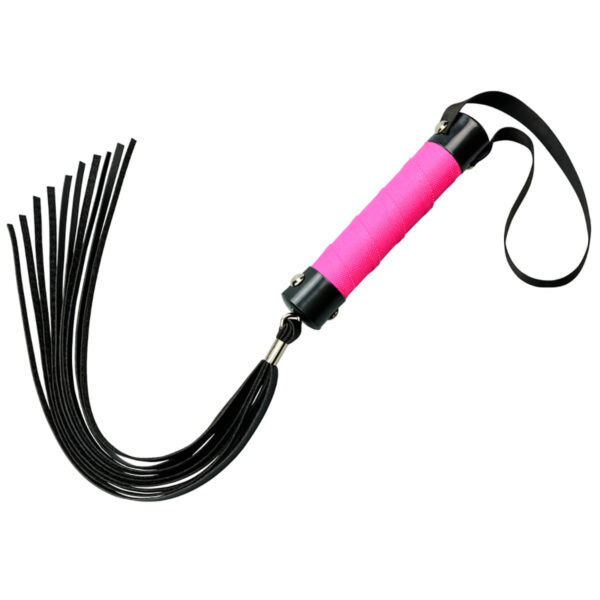 L083-Rosa_1 Chicote com 10 Tiras em Corda de 40 cm La Pimienta