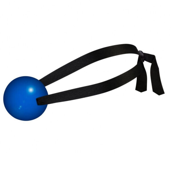 L088-Azul_1 Sado Mordaça em Formato de Bola com Alça em Cetim e Regulagem La Pimienta