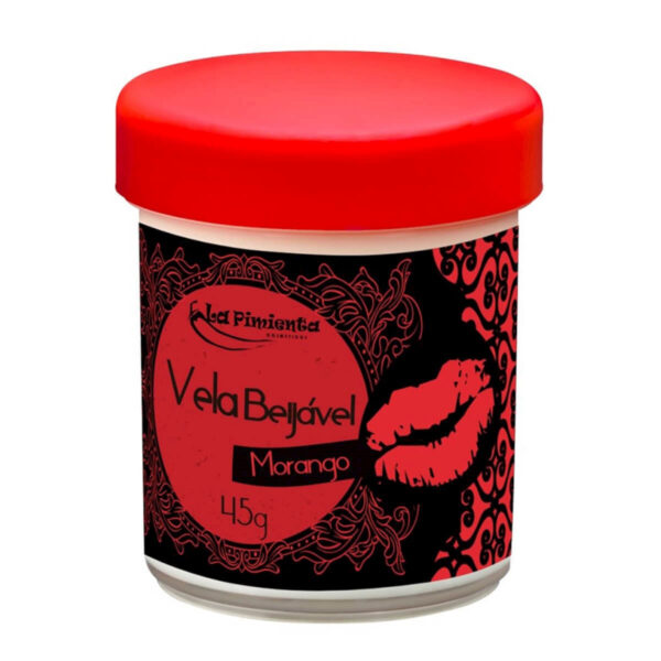 L125-Morango_2 Vela Beijável para Massagem Hot 45g La Pimienta