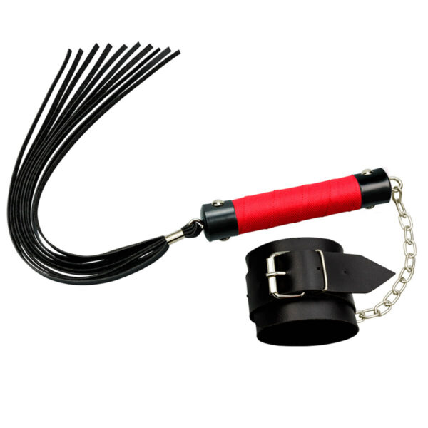 L189-Vermelho_1 Kit Bracelete com Chicote 10 Tiras La Pimienta