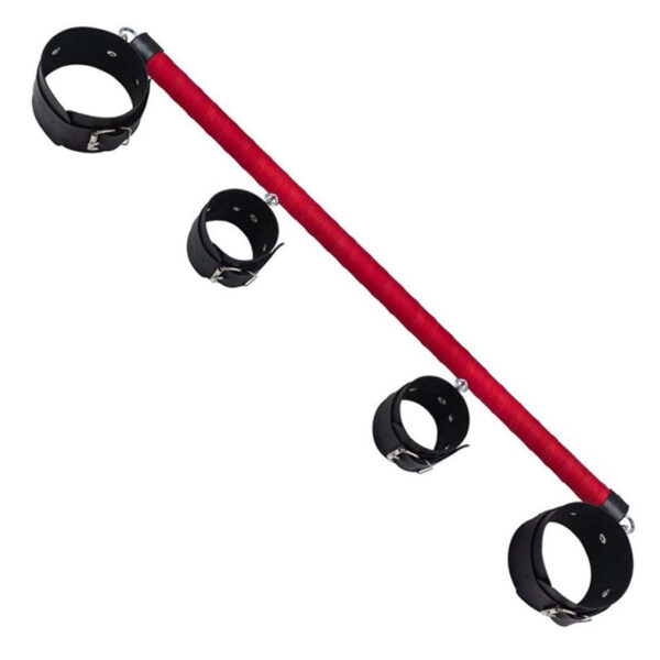L266-Vermelho_1 Separador Duo com Algema e Tornozeleira Linha Sado La Pimienta