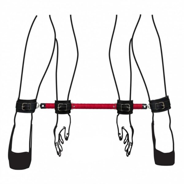 L266-Vermelho_2 Separador Duo com Algema e Tornozeleira Linha Sado La Pimienta