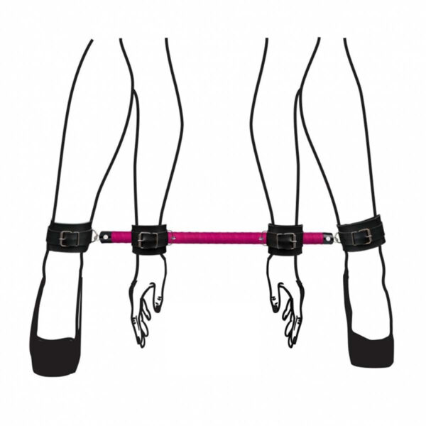 L267-Pink_2 Separador Duo com Algema e Tornozeleira Linha Sado La Pimienta