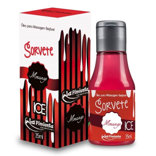 L300_1 Sorvete Óleo Beijável para Massagem Ice de Morango 35ml La Pimienta