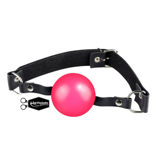 L392-Rosa_1 Mordaça em Formato de Bola com Regulagem La Pimienta
