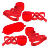 L504-Vermelho_1 Kit Bondage com Algema Tornozeleira e Venda em Pelúcia La Pimienta