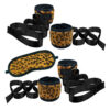 L505-Onca_1 Kit Bondage com Algema Tornozeleira e Venda em Pelúcia La Pimienta