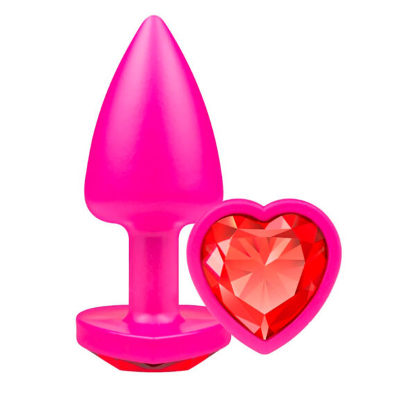 L599-Vermelho_1 Touch Plug Anal Rosa com Joia Coração La Pimienta