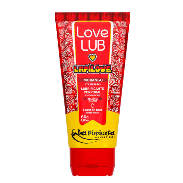 L812-Morango_1 Love Lub LapiLove Lubrificante Corporal Beijável 60g La Pimienta