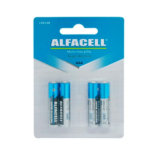 LR034B_1 Pilha Alcalina Palito AAA 1.5V Cartela com 4 Unidades Alfacell