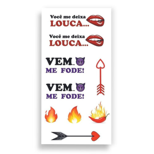 LV09_1 Cartela de Tatuagem Adesiva Temporária Você Me Deixa Louca 19 x 9 cm Luvi