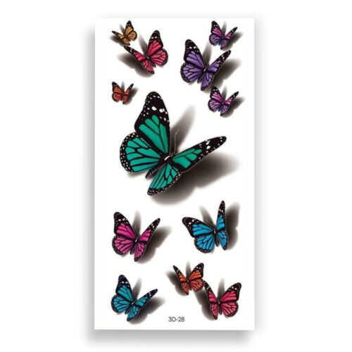LV14_1 Cartela de Tatuagem Temporária 3D Borboletas 19 x 9 cm Luvi