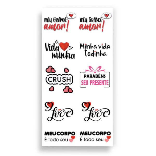 LV51_1 Cartela de Tatuagem Adesiva TemporĂĄria Meu Grande Amor 19 x 9 cm Luvi