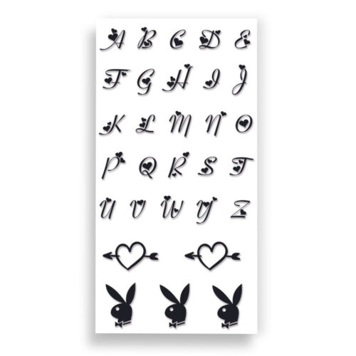 Cartela de Tatuagem Adesiva Temporária Alfabeto 19 x 9 cm Luvi