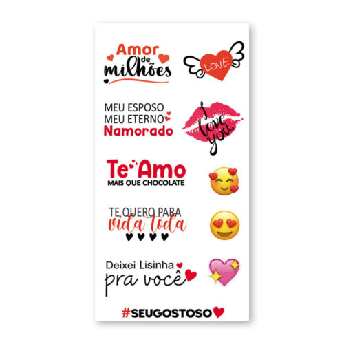 Cartela de Tatuagem Adesiva Temporária Amor de Milhões 19 x 9 cm Luvi
