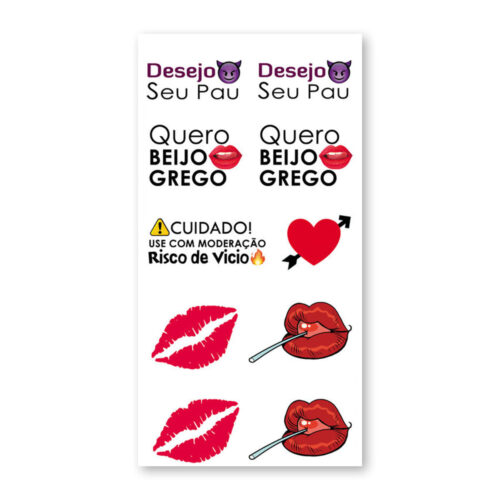 LV75_1 Cartela de Tatuagem Adesiva Temporária Desejo seu Pau 19 x 9 cm Luvi