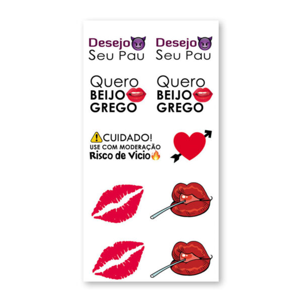 LV75_1 Cartela de Tatuagem Adesiva TemporĂĄria Desejo seu Pau 19 x 9 cm Luvi
