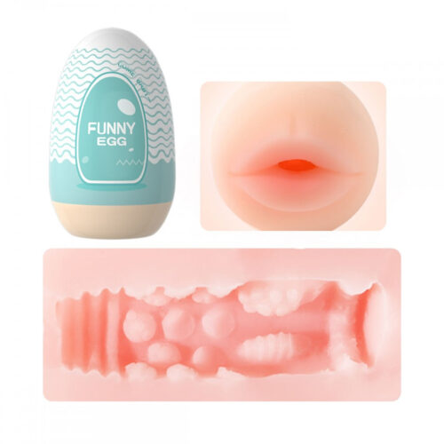 MA007AZ-Boca_1 Funny Egg Masturbador Masculino Formato Boca em Cyberskin Vip Mix