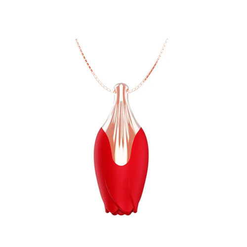 MLBA2321-VM-Vermelho_1 Necklace Vibrator Mini Vibrador Colar em Formato de Rosa com 10 Modos de Vibração Me Ame