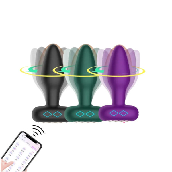 MLPP6082-PT_3 Plug Anal Vibratório por Aplicativo em Silicone com Rotação 360° Me Ame Love