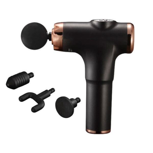 MLVA1304-PT-Preto_1 Massageador Pistola com 4 Variações de Pontas e 6 Modos de Frequência Me Ame Sex Toys