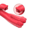 MLVE6162-Vermelho_2 Vibrador Duplo Vai e Vem com Estimulador Clitoriano em Formato de Boquinha Me Ame Sex Toys