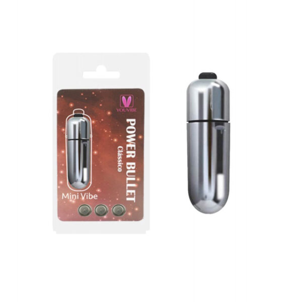 MV002-Prata_1 Mini Cápsula Vibratória Power Bullet - Mini Vibe - Miss Collection