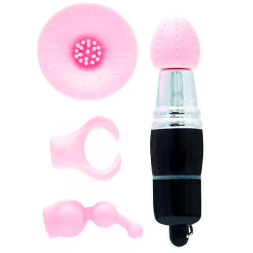 MV006-Preto_1 Mini Massageador Tribe com 3 Acessórios Miss Collection