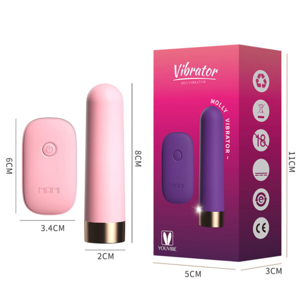 MV118-Rosa_4 Molly Cápsula Vibratória com Controle Remoto e 10 Modos de Vibração Vip MIx