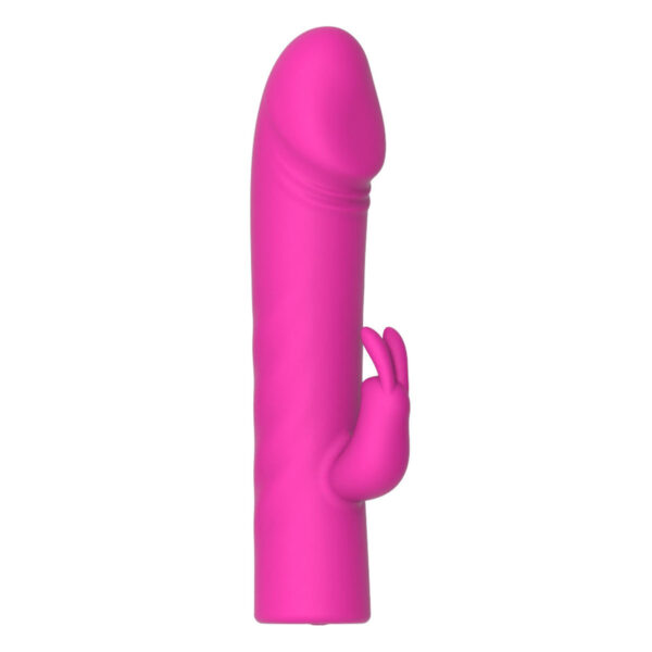 MV123-Pink_1 Vibrador Recarregável Mini Pênis com Estimulador Clitoriano em Formato de Coelho Vip Mix