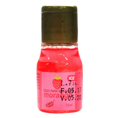 OL006_1 Óleo para Massagem Corporal Morango Ice 15ml Chillies