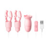 OV046B-Rosa_1 Prendedores de Mamilos de Pressão com Mini Cápsula Vibratória e Capa com Língua 12 Modos de Vibração