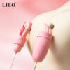 OV046B-Rosa_3 Prendedores de Mamilos de Pressão com Mini Cápsula Vibratória e Capa com Língua 12 Modos de Vibração