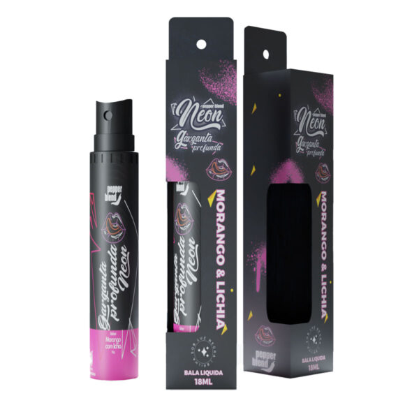 PB408-Morango-com-Lichia_2 Garganta Profunda Bala LĂquida Extra Forte Dessensibilizante em Spray Linha Neon 18ml Pepper Blend